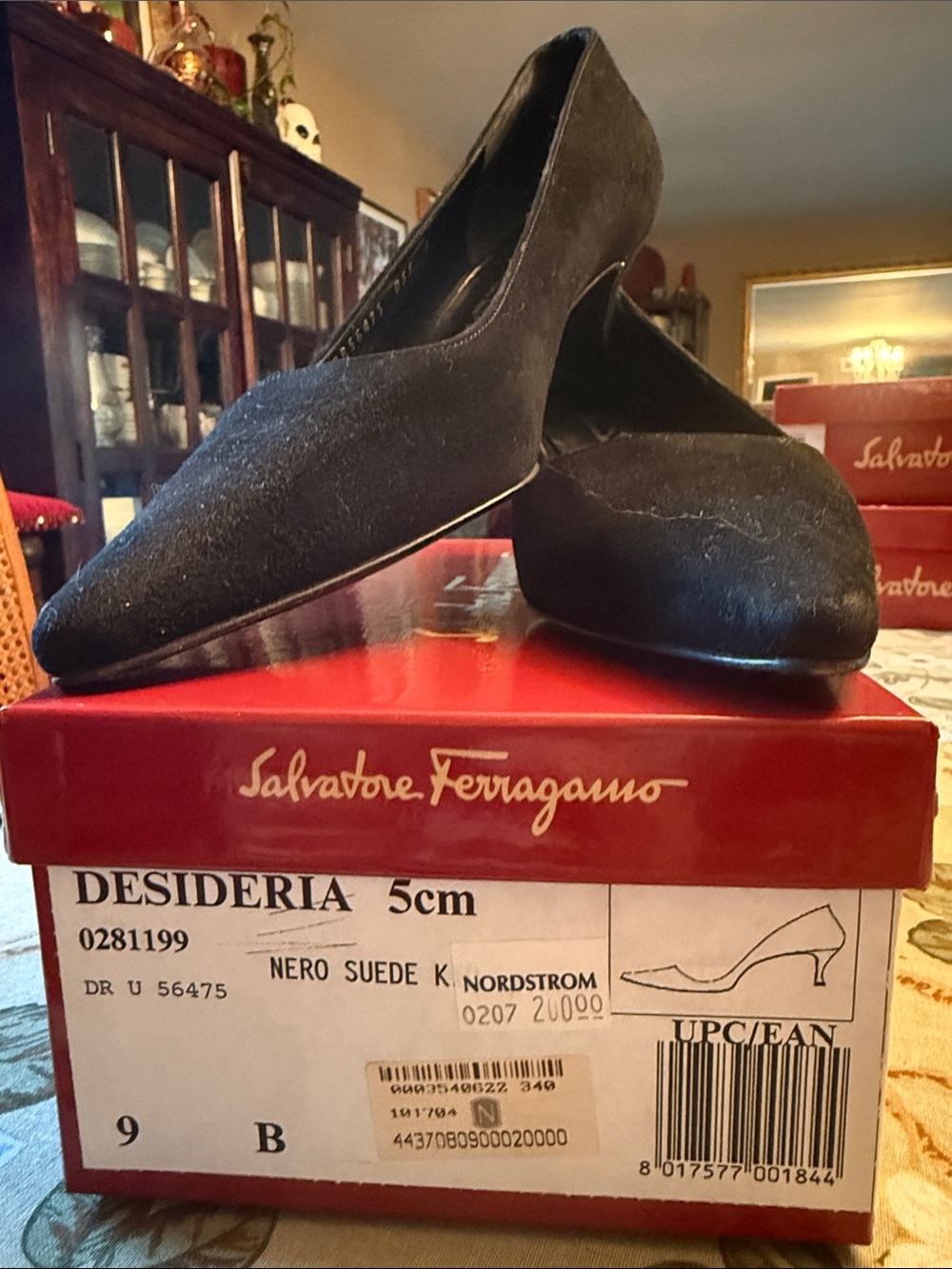 Salvatore Ferragamo Black Suede Pointed-Toe Pumps